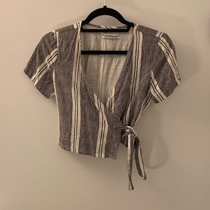 UO Stripped Cropped Wrap Top